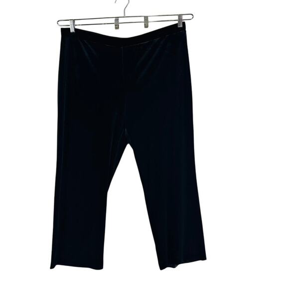 Susan Graver Womans Size XL Pants Wide Leg Velvet Pull On Black Stretch - Picture 1 of 8